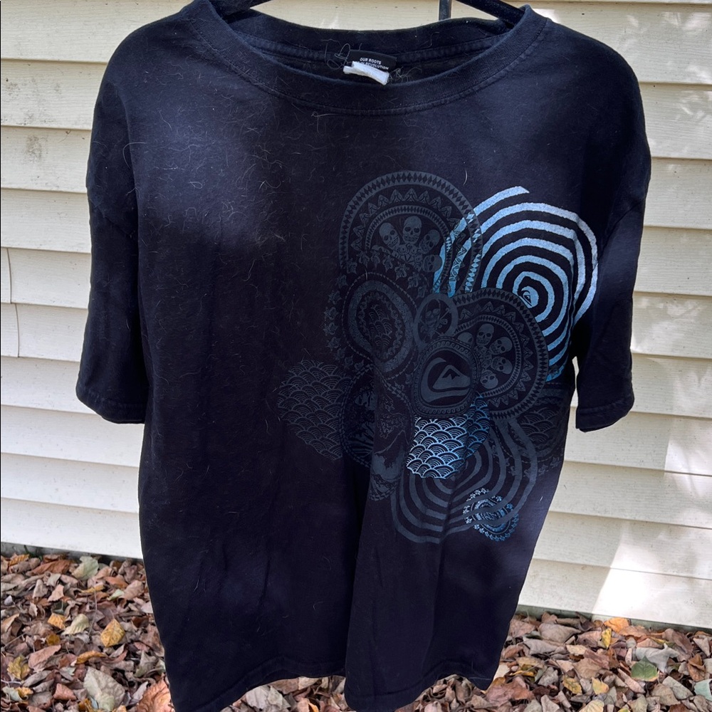 Quiksilver Black Tee with Blue Graphic
